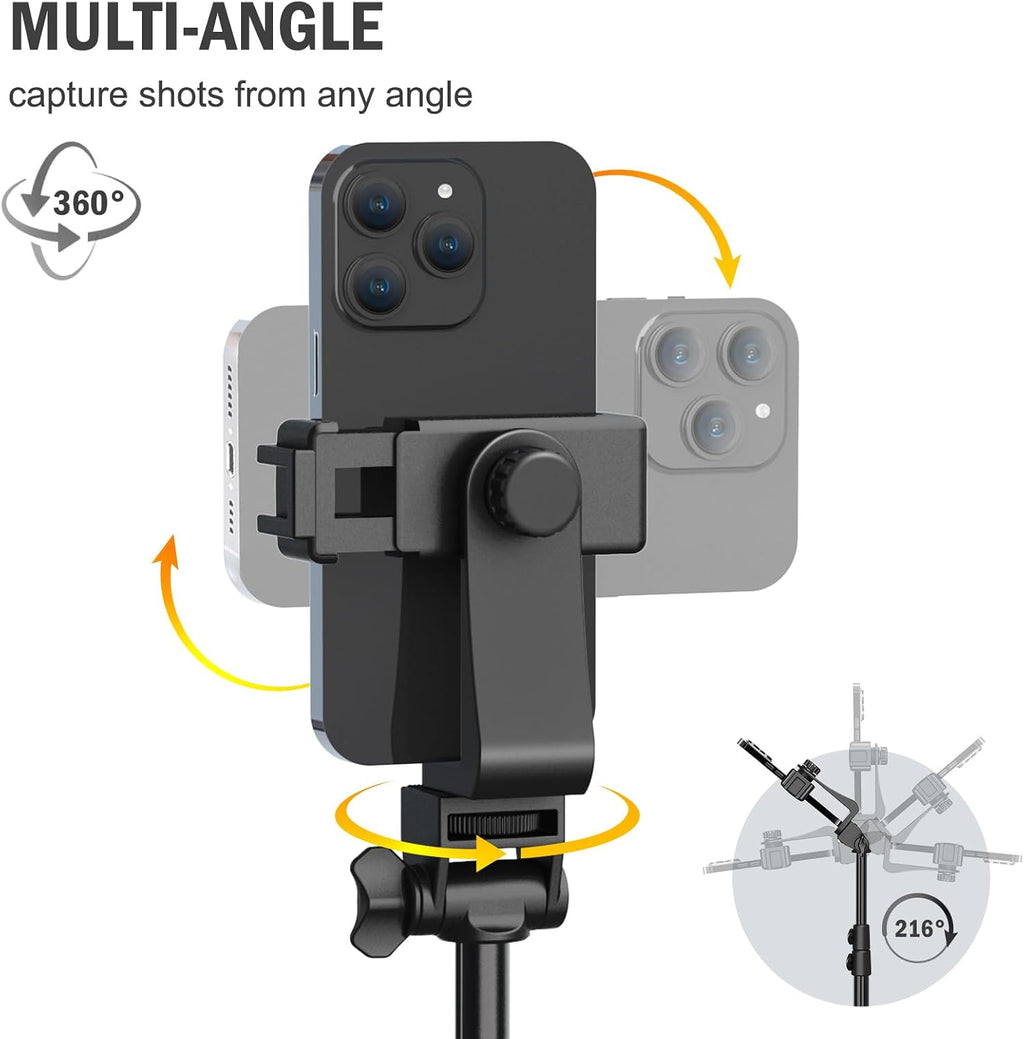 Liphisy 64 Tripod for Cell Phone & Camera with Remote and Phone Holder | Sturdy & Stable Height Adjustable Multi-Angle Shot Selfie Stick Tripod for Video Recording