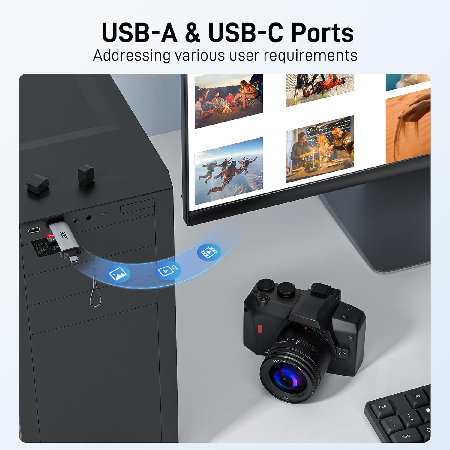 acer SD Card Reader USB C. Dual Slots USB Type C to Micro SD Card Adapter | Memory Card Reader for MicroSD. SDHC. SDXC. Compatible with Laptop. PC. iPhone16/15. MacBook Pro/Air. iPad Pro. Android