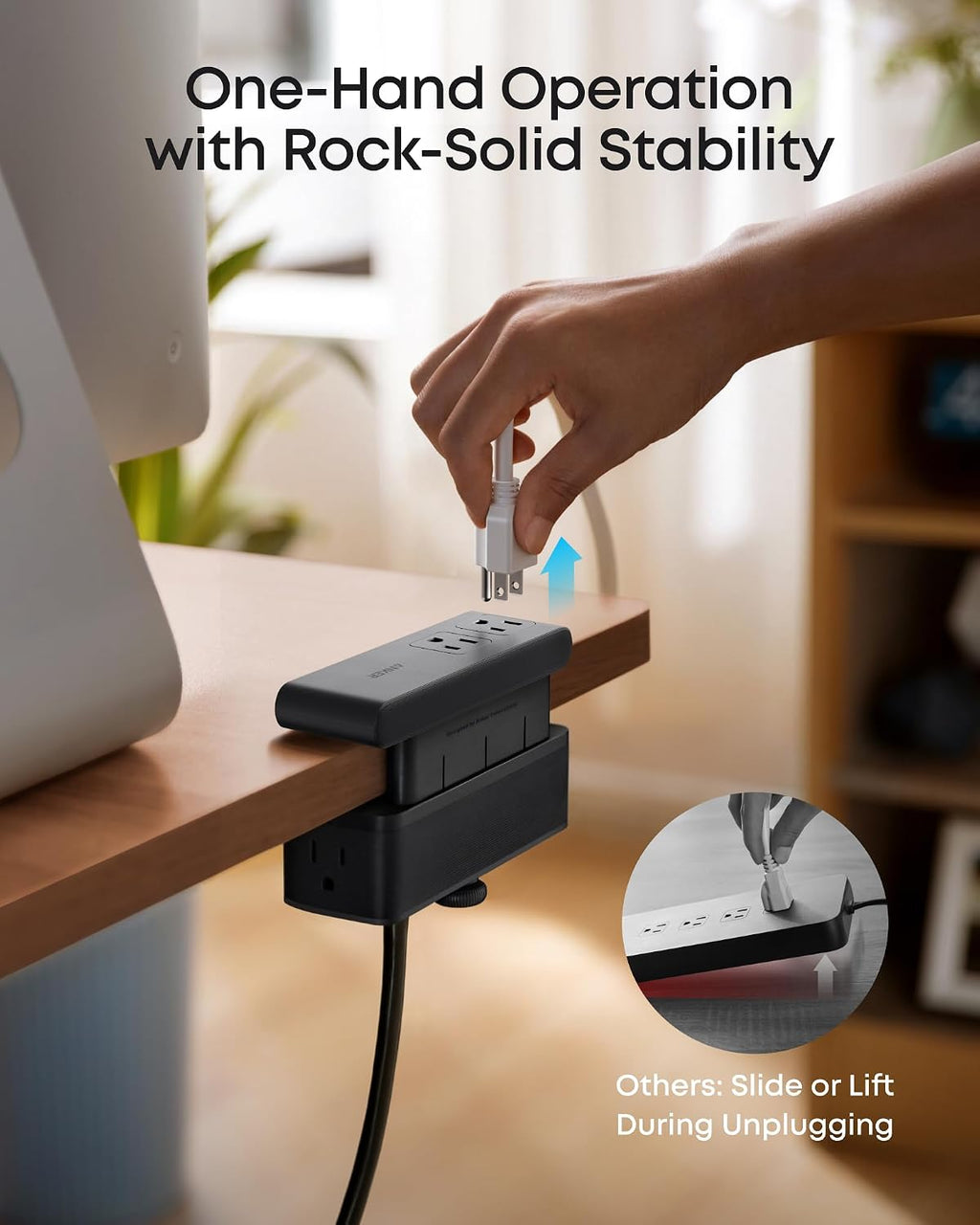 Anker Nano Power Strip. Desk Clamp. 70W Max. 1500J Surge Protector. 2 USB C | 6AC 5ft Extension Cord. Outlet Extender Desk Organizer Gaming Accessories Home Office Essentials. Fit 0.6~1.8'' Tabletop Edge
