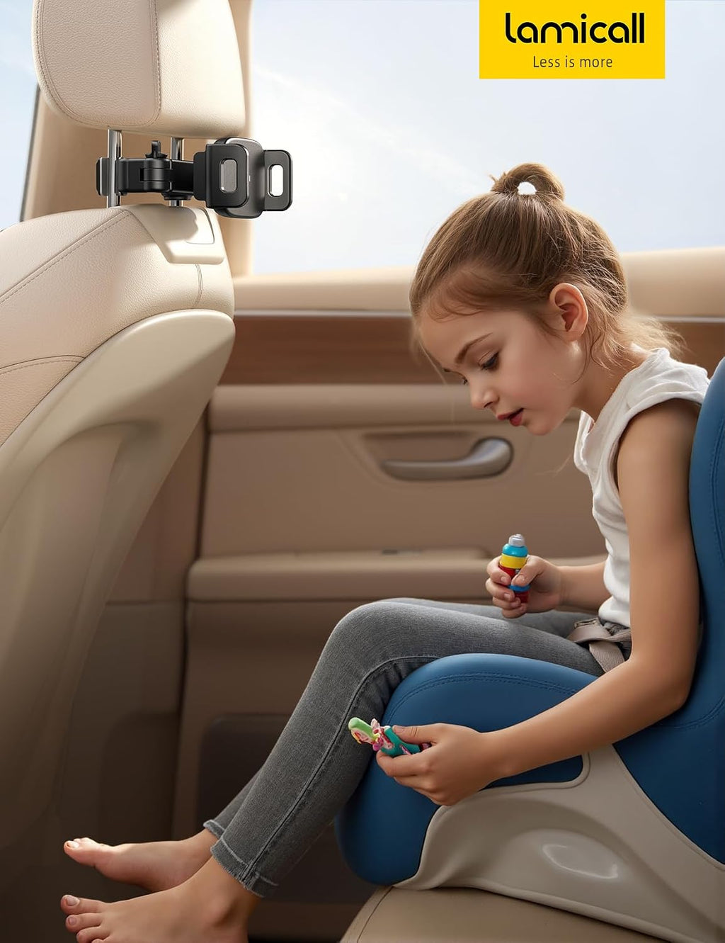 Lamicall Car Headrest Tablet Holder. 3 in 1 Extension Adjustable Arm | Tablet Car Mount for Back Seat. Gifts Road Trip Essentials for Kids. for 4.7-11 Devices. iPad Pro Air Mini. Galaxy. Fire HD