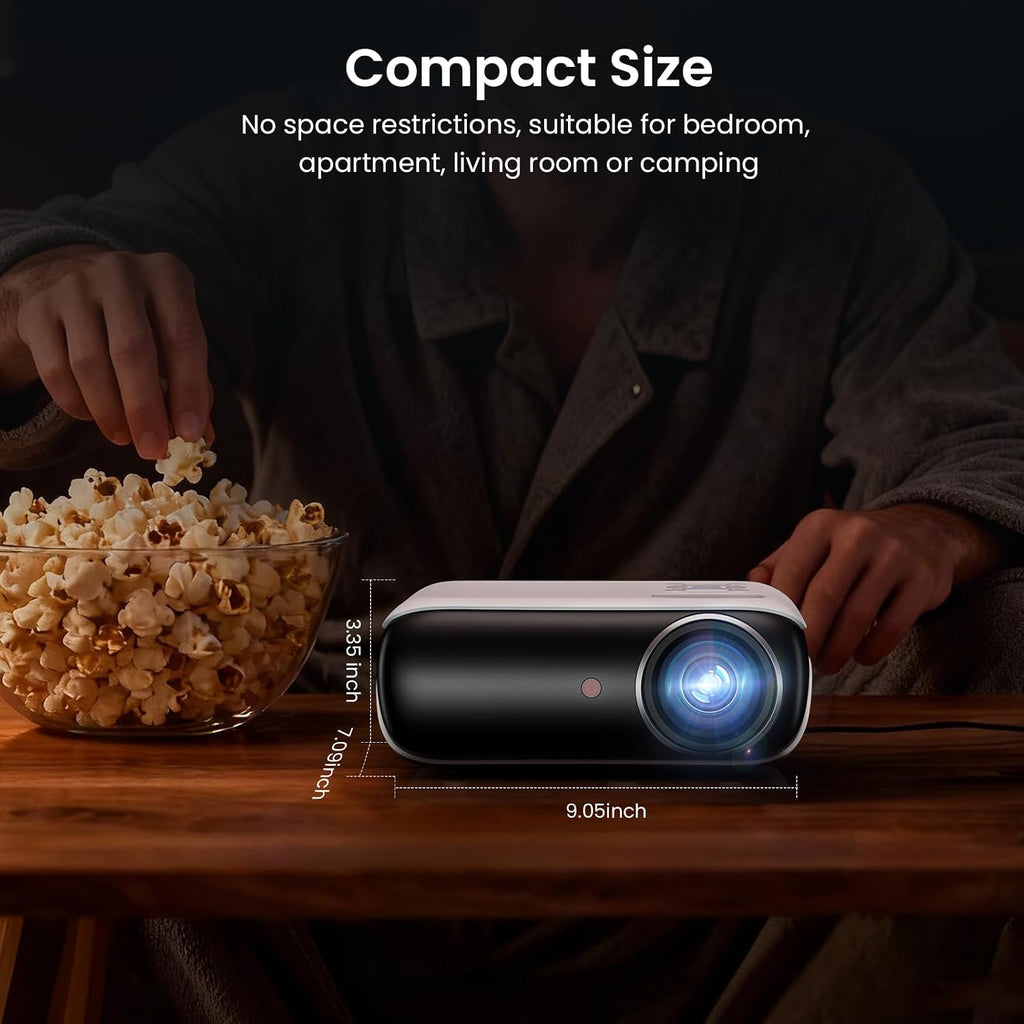 HAPPRUN Native 1080P Outdoor Smart Projector-Standard | Native 1080P • Mini & Portable • Easy Setup • Built-in Speaker • Indoor & Outdoor • Phone. Laptop & PS5 Compatible