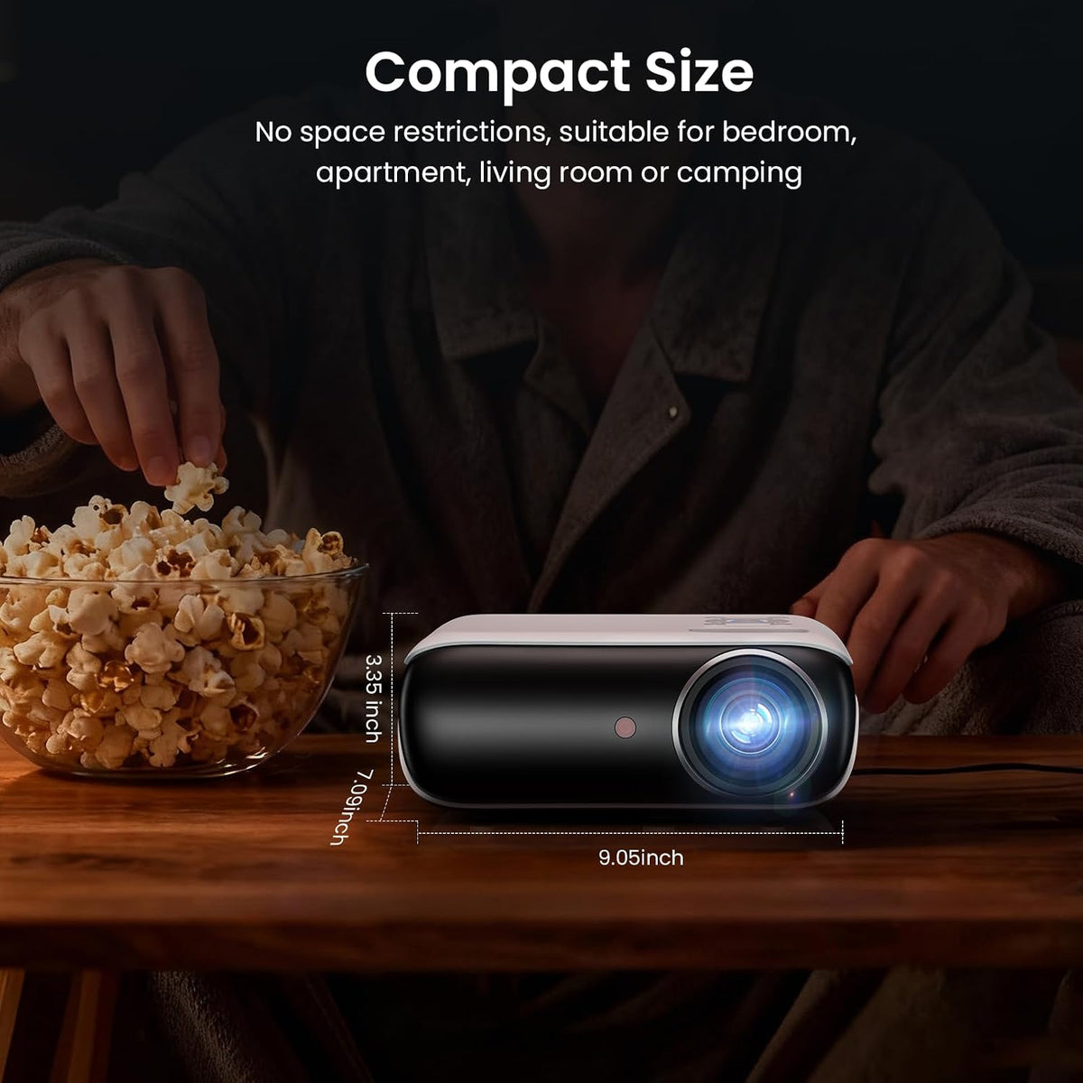 HAPPRUN Native 1080P Outdoor Smart Projector-Standard | Native 1080P • Mini & Portable • Easy Setup • Built-in Speaker • Indoor & Outdoor • Phone. Laptop & PS5 Compatible
