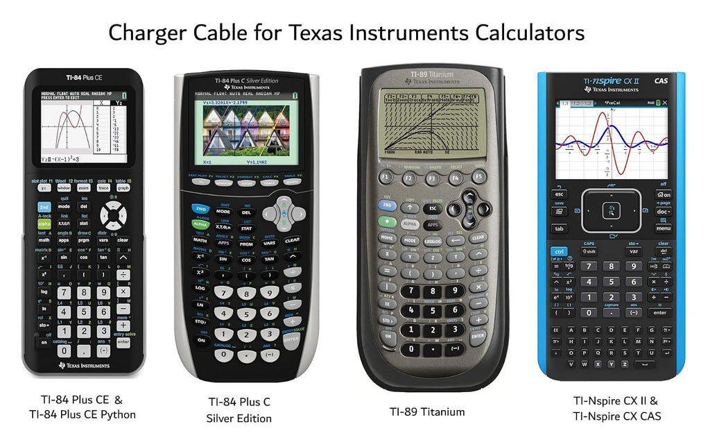 TI84 TI-84 Plus CE Charger Cable for Texas Instruments Graphing Calculators | T1-84 ti 84 Plus CE Python Nspire cx ii Data Power / Charging Cord. TI84 Graphing Calculator Charger Cable