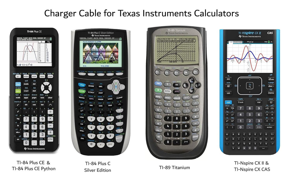 TI84 TI-84 Plus CE Charger Cable for Texas Instruments Graphing Calculators | T1-84 ti 84 Plus CE Python Nspire cx ii Data Power / Charging Cord. TI84 Graphing Calculator Charger Cable