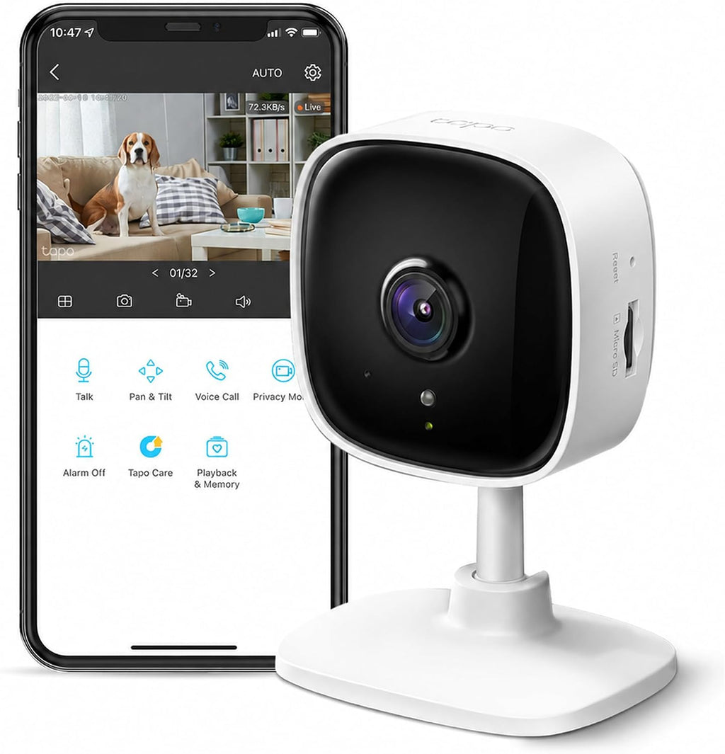 TP-Link Tapo 1080P Indoor Security Camera for Baby Monitor. Dog Camera w/Motion Detection. 2-Way Audio Siren. Night Vision. Cloud & SD Card Storage. Works w/Alexa & Google Home (Tapo C100)