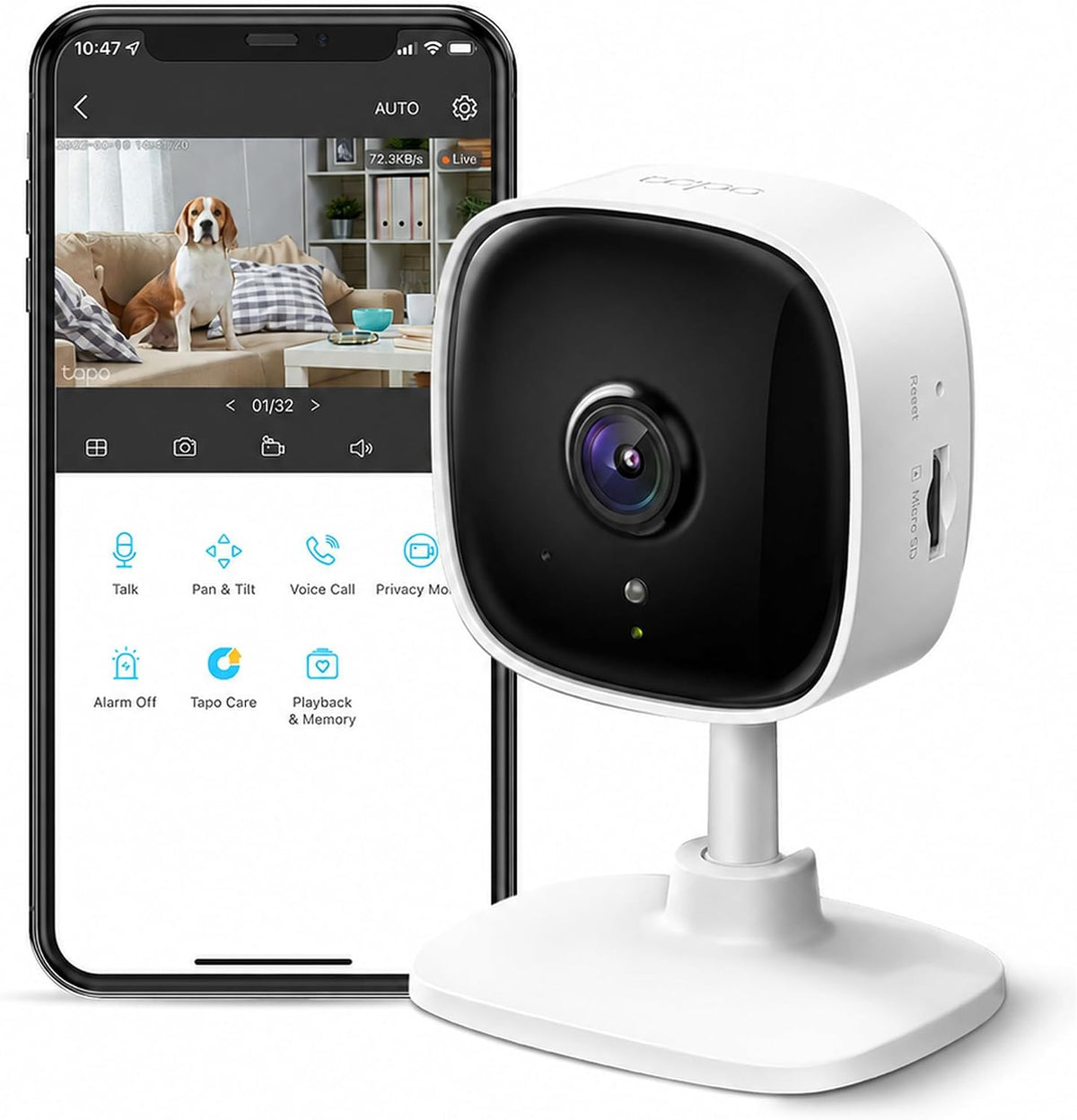 TP-Link Tapo 1080P Indoor Security Camera for Baby Monitor. Dog Camera w/Motion Detection. 2-Way Audio Siren. Night Vision. Cloud & SD Card Storage. Works w/Alexa & Google Home (Tapo C100)