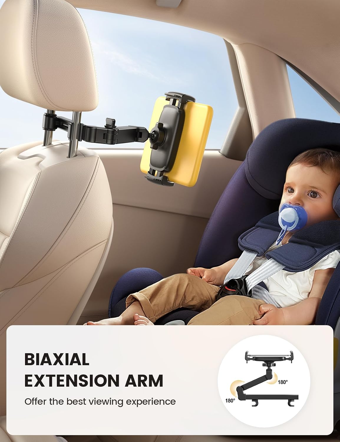 Lamicall Car Headrest Tablet Holder. 3 in 1 Extension Adjustable Arm | Tablet Car Mount for Back Seat. Gifts Road Trip Essentials for Kids. for 4.7-11 Devices. iPad Pro Air Mini. Galaxy. Fire HD