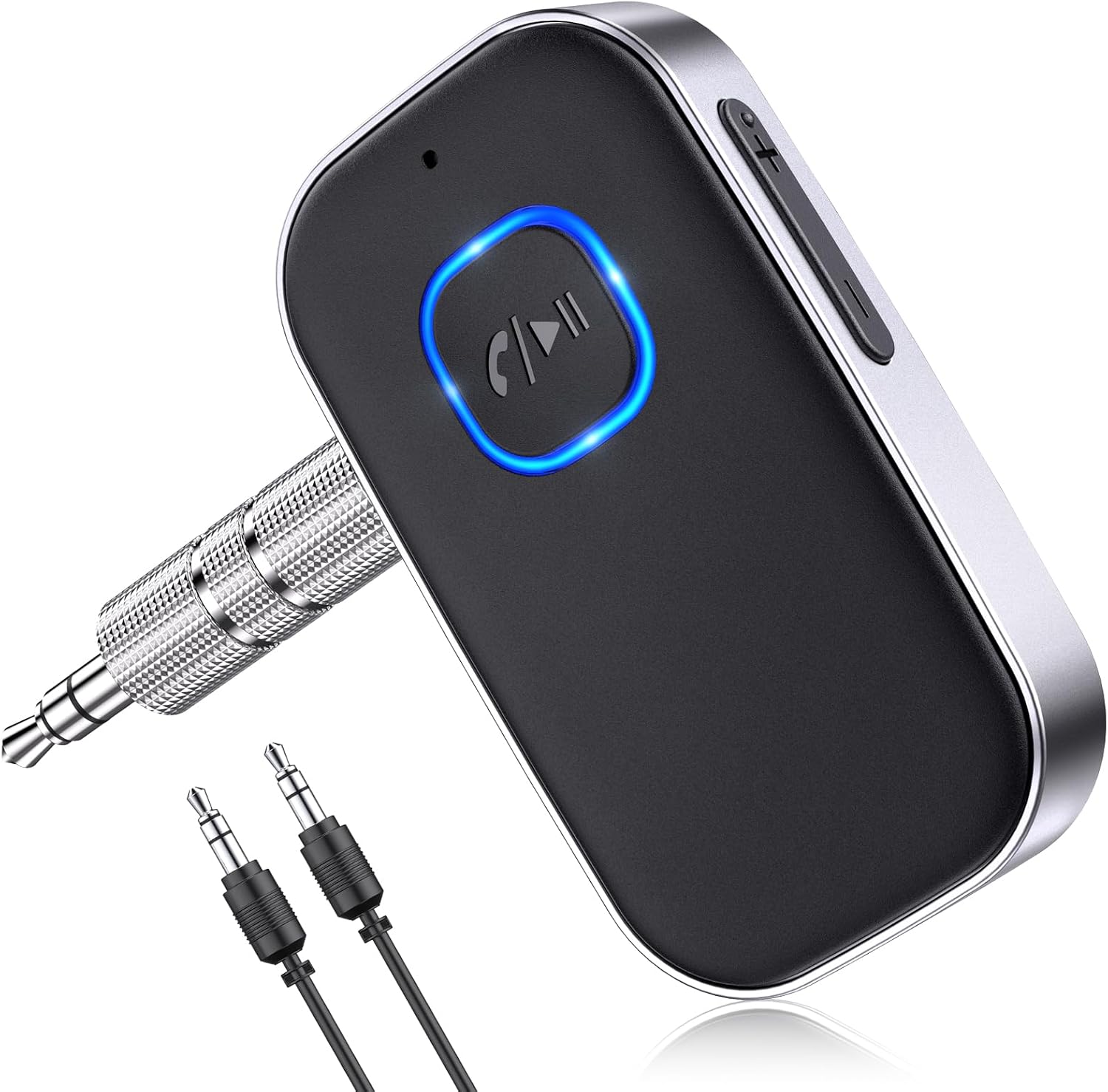 COMSOON Bluetooth Receiver for Car. 3.5mm AUX Bluetooth Car Adapter | Noise Cancelling. Wireless Audio Receiver for Home Stereo/Wired Headphones. Hands-Free Call. 16H Battery Life. Black+Silver