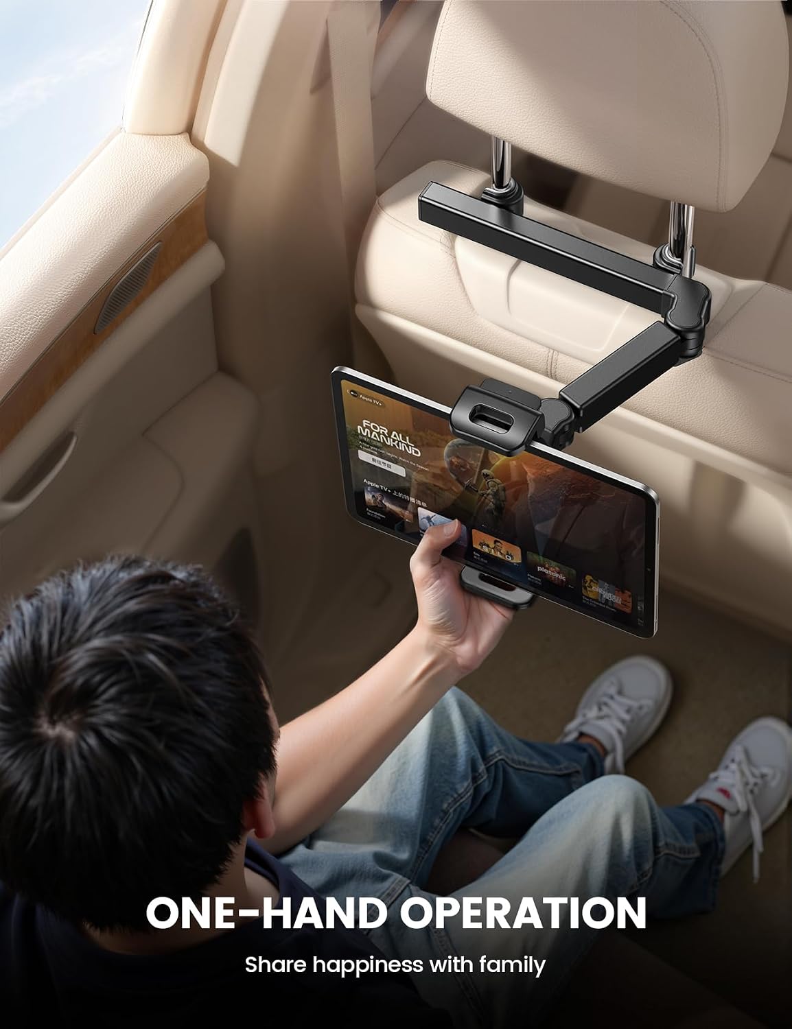 Lamicall Car Headrest Tablet Holder. 3 in 1 Extension Adjustable Arm | Tablet Car Mount for Back Seat. Gifts Road Trip Essentials for Kids. for 4.7-11 Devices. iPad Pro Air Mini. Galaxy. Fire HD