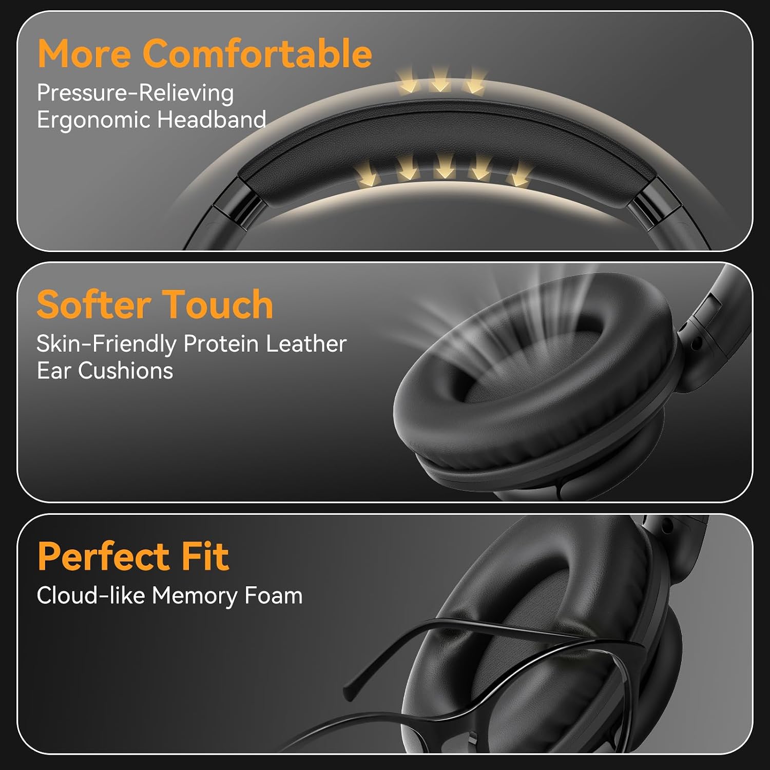 Wired Headphones with Mic. 3.5mm Headphones Volume Control for School Black | Wired Over Ear Foldable Corded Headphones for Teens Classroom Travel Airplane. 4.9ft Tangle-Free Cord for Tablet Laptop Phone