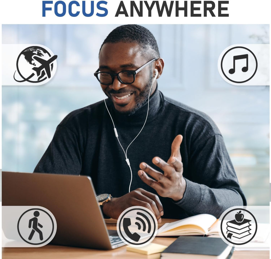 LUDOS FEROX Wired Earbuds in-Ear Headphones. 5 Year Warranty. Earphones with Microphone. Noise Isolation Corded for 3.5mm Jack Ear Buds for iPhone. Samsung. Computer. Laptop. Kids. School Students