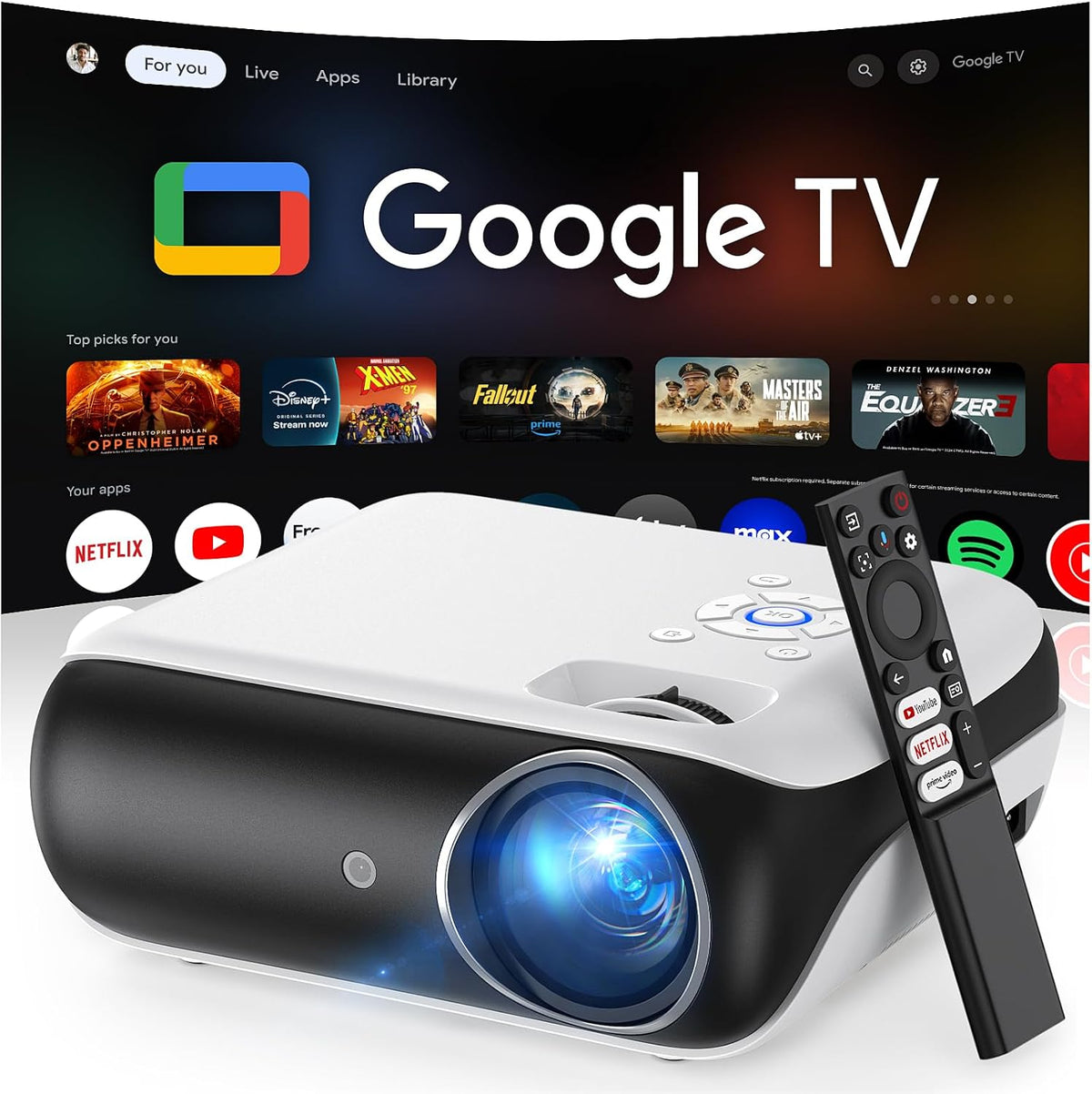 HAPPRUN Native 1080P Outdoor Smart Projector-Standard | Native 1080P • Mini & Portable • Easy Setup • Built-in Speaker • Indoor & Outdoor • Phone. Laptop & PS5 Compatible