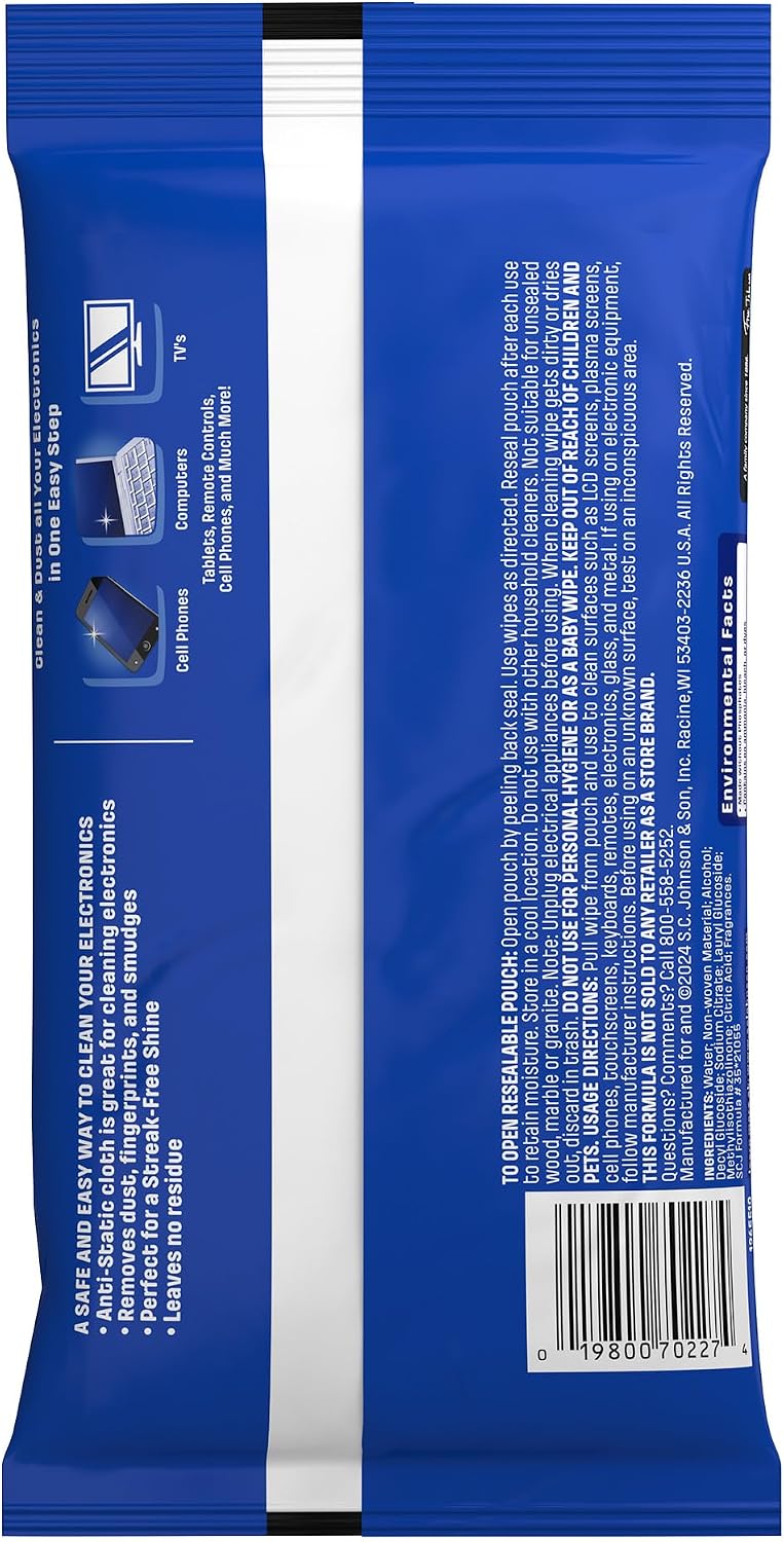 Windex Electronic Cleaning Wipes. Anti-Static & Ammonia-Free. 25 Count | Pre-Moistened Wipes for Monitors. Computer Screens. Laptops. TVs. Phones & More. Resealable Pack with Freshness Lock