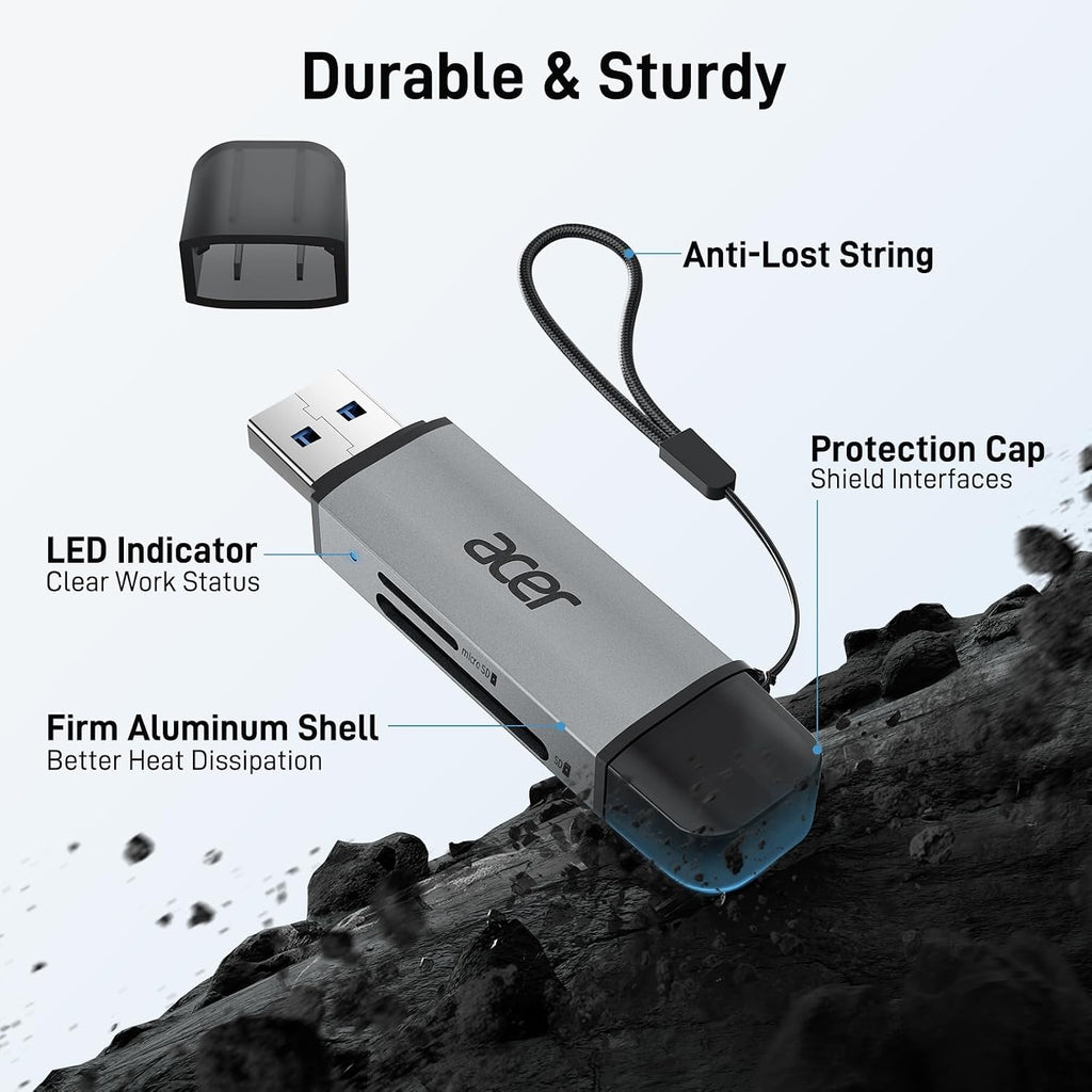 acer SD Card Reader USB C. Dual Slots USB Type C to Micro SD Card Adapter | Memory Card Reader for MicroSD. SDHC. SDXC. Compatible with Laptop. PC. iPhone16/15. MacBook Pro/Air. iPad Pro. Android