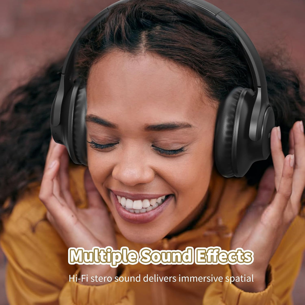 KVIDIO Bluetooth Headphones Wireless Over Ear Headsets 65H Playtime | Deep Bass. HiFi Stereo. Bluetooth 6.0. Microphone. Comfortable Fit. Foldable. Lightweight. Low Latency for Travel Home Office
