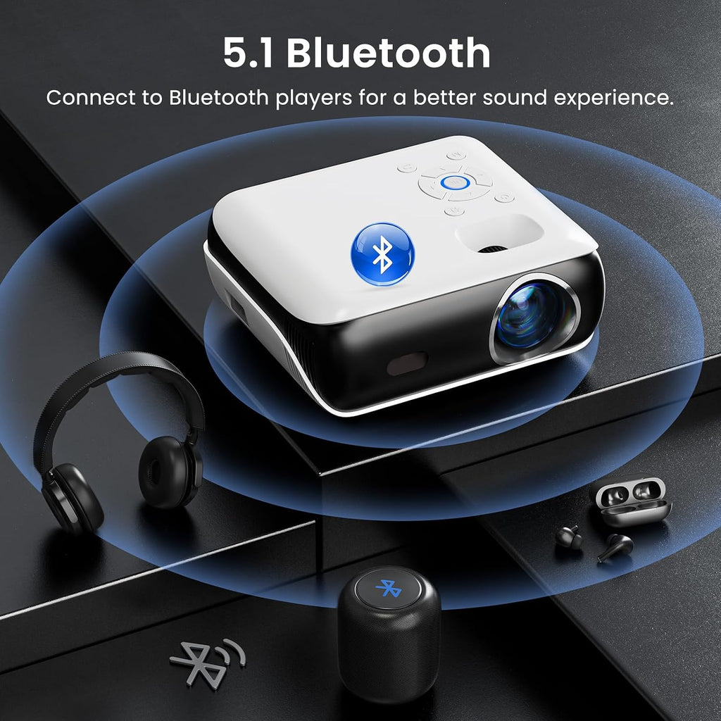 HAPPRUN Native 1080P Outdoor Smart Projector-Standard | Native 1080P • Mini & Portable • Easy Setup • Built-in Speaker • Indoor & Outdoor • Phone. Laptop & PS5 Compatible