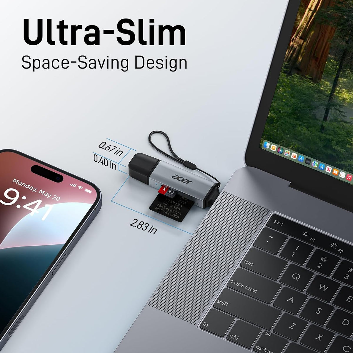 acer SD Card Reader USB C. Dual Slots USB Type C to Micro SD Card Adapter | Memory Card Reader for MicroSD. SDHC. SDXC. Compatible with Laptop. PC. iPhone16/15. MacBook Pro/Air. iPad Pro. Android