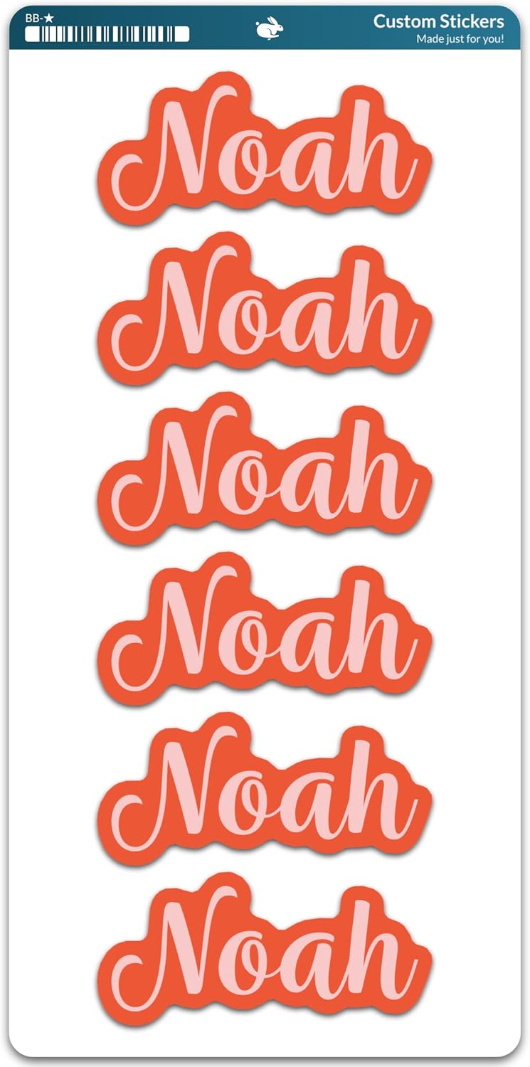 Custom Name Stickers for Water Bottles - Personalized Waterproof Vinyl Name Labels for Cups. Tumblers. Helmets. Laptop. Servers. Cars and Daycare (6 Stickers)