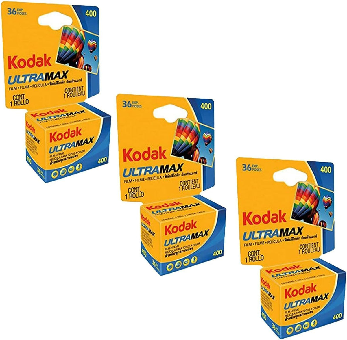 Kodak Ultramax 400 Color Print Film 36 Exp. 35mm DX 400 135-36 (108 Pics) (Pack of 3). Basic