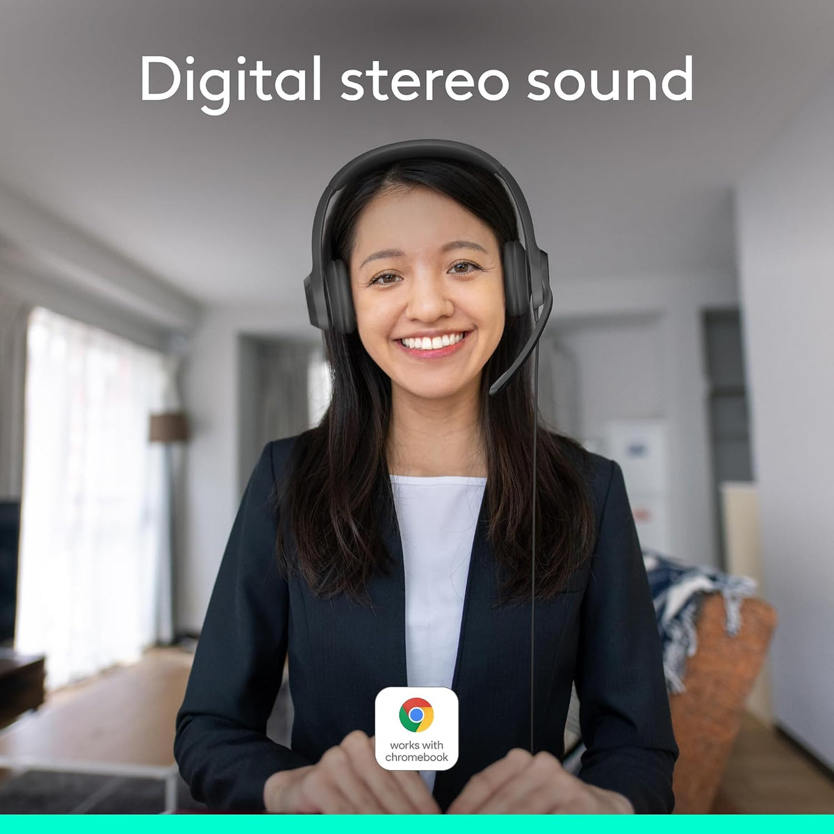 Logitech H390 Wired Headset PC/Laptop Stereo Headphones. USB-A. Black | For PC/Laptop. stereo headphones. microphone. in-line controls. works with Chromebook