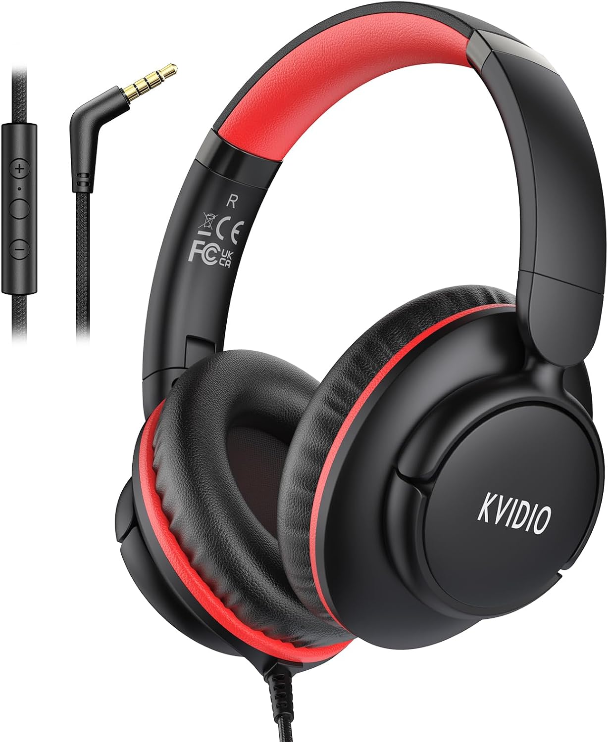 Wired Headphones with Mic. 3.5mm Headphones Volume Control for School Black | Wired Over Ear Foldable Corded Headphones for Teens Classroom Travel Airplane. 4.9ft Tangle-Free Cord for Tablet Laptop Phone