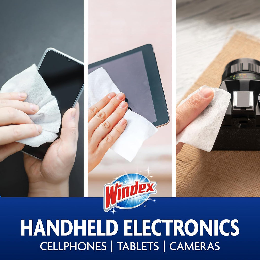 Windex Electronic Cleaning Wipes. Anti-Static & Ammonia-Free. 25 Count | Pre-Moistened Wipes for Monitors. Computer Screens. Laptops. TVs. Phones & More. Resealable Pack with Freshness Lock
