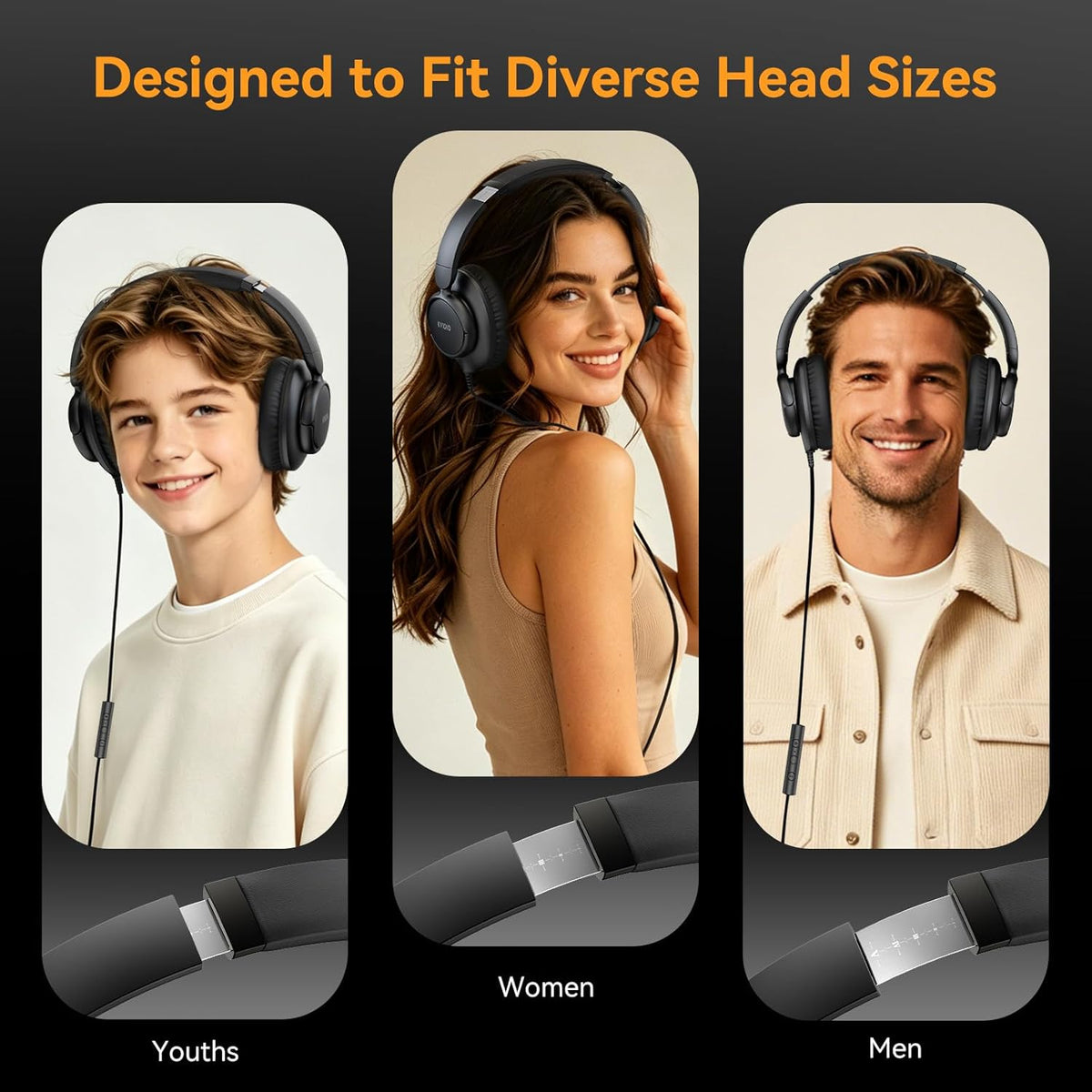 Wired Headphones with Mic. 3.5mm Headphones Volume Control for School Black | Wired Over Ear Foldable Corded Headphones for Teens Classroom Travel Airplane. 4.9ft Tangle-Free Cord for Tablet Laptop Phone