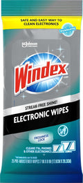 Windex Electronic Cleaning Wipes. Anti-Static & Ammonia-Free. 25 Count | Pre-Moistened Wipes for Monitors. Computer Screens. Laptops. TVs. Phones & More. Resealable Pack with Freshness Lock