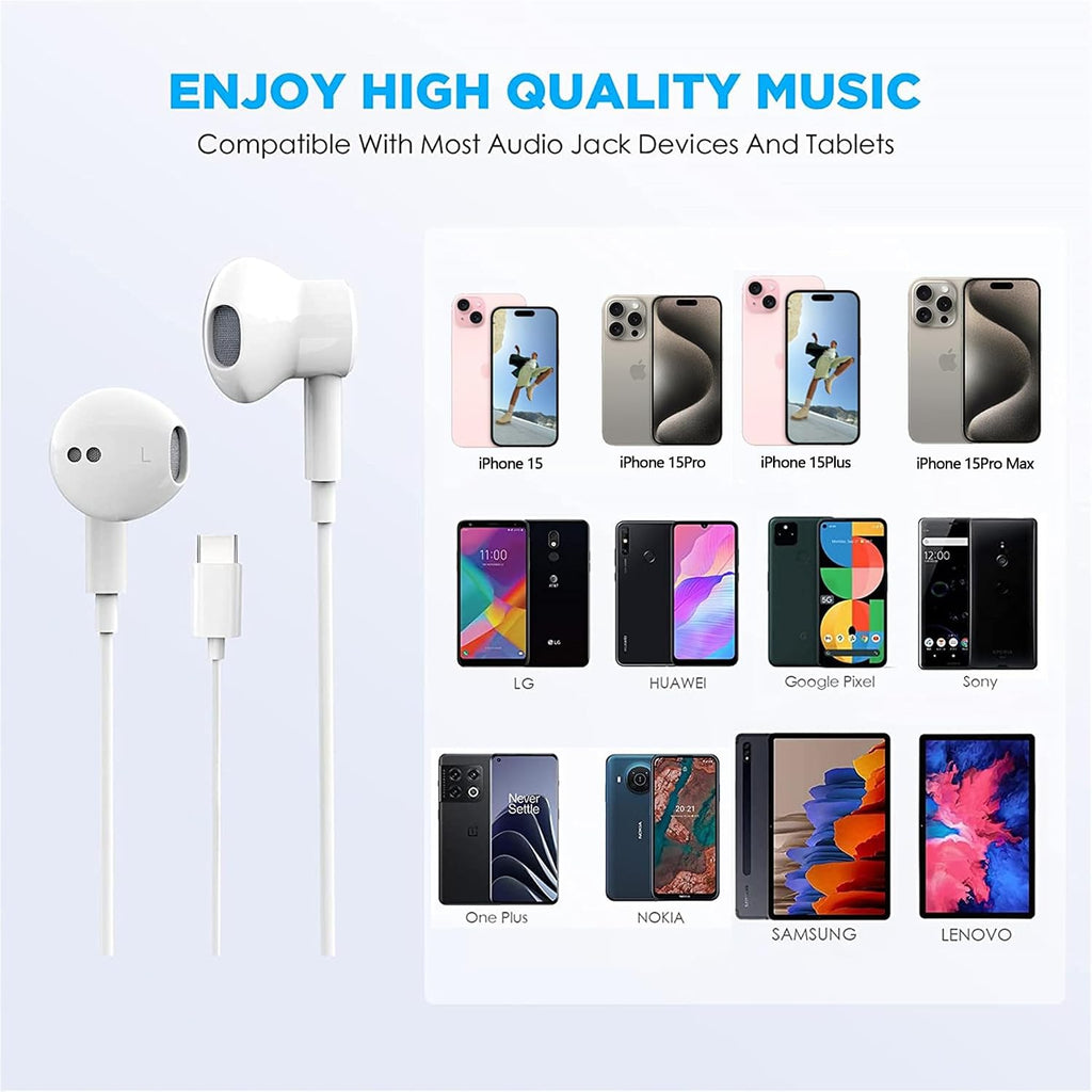 USB C Headphones for iPhone 17/16/15 Pro Max Plus Earbuds.Type C Earphones | with Microphone & Remote Noise Cancelling Earphones for iPhone 17/16/15 Pro Max Plus.iPad.Galaxy S26/S25/S24/Ultra Note 10/20