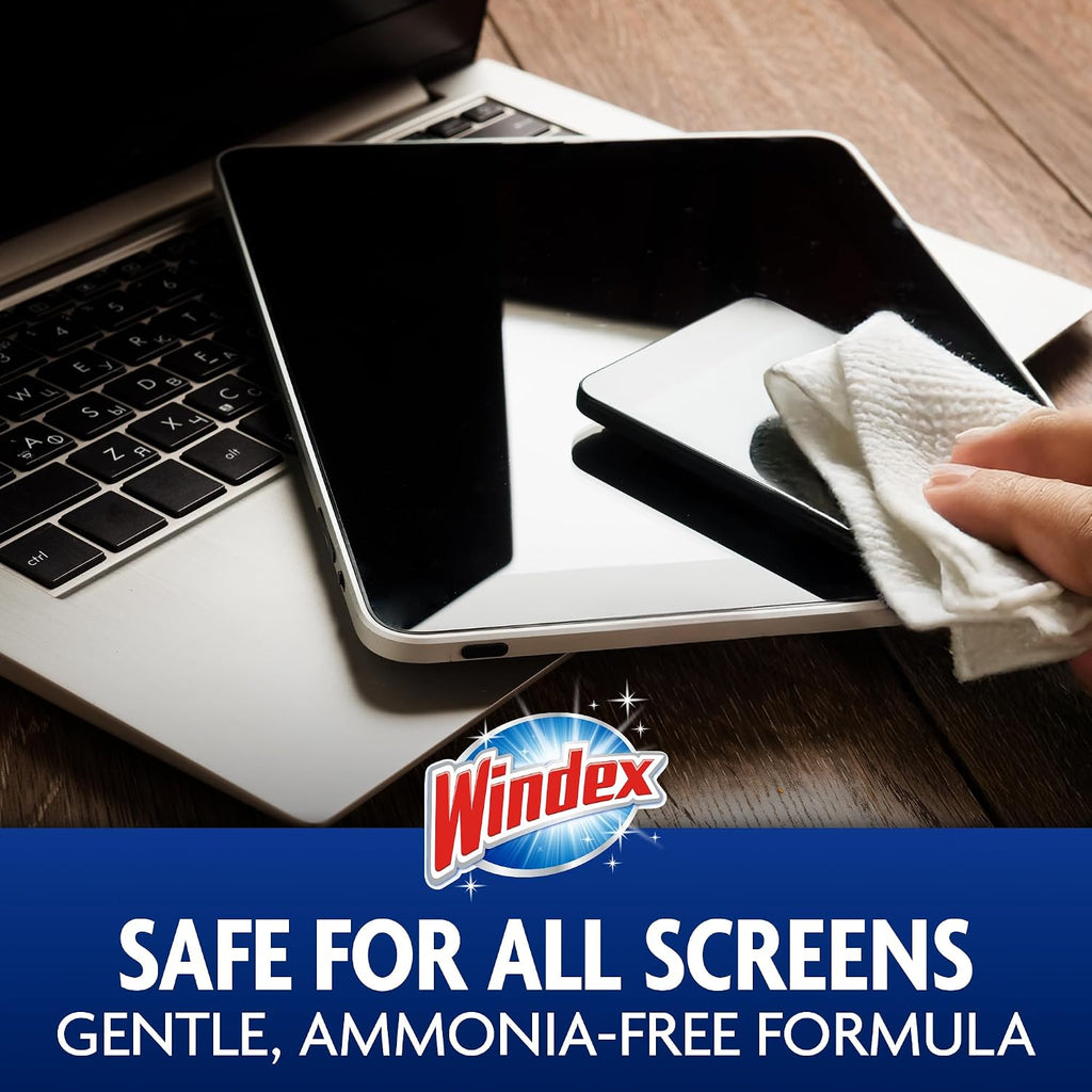 Windex Electronic Cleaning Wipes. Anti-Static & Ammonia-Free. 25 Count | Pre-Moistened Wipes for Monitors. Computer Screens. Laptops. TVs. Phones & More. Resealable Pack with Freshness Lock