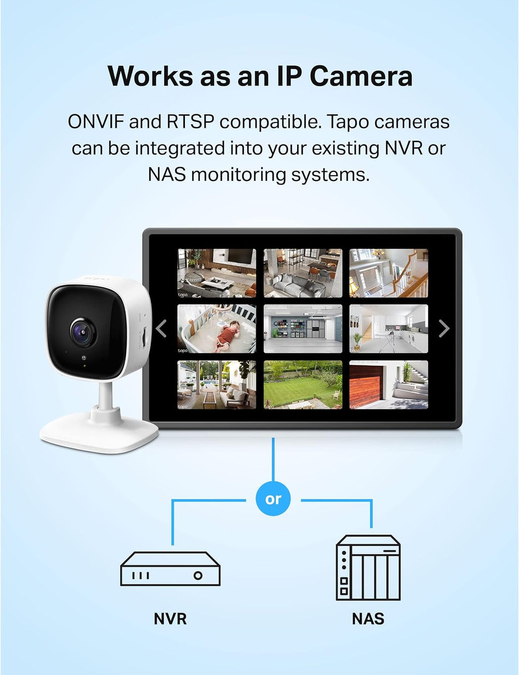 TP-Link Tapo 1080P Indoor Security Camera for Baby Monitor. Dog Camera w/Motion Detection. 2-Way Audio Siren. Night Vision. Cloud & SD Card Storage. Works w/Alexa & Google Home (Tapo C100)