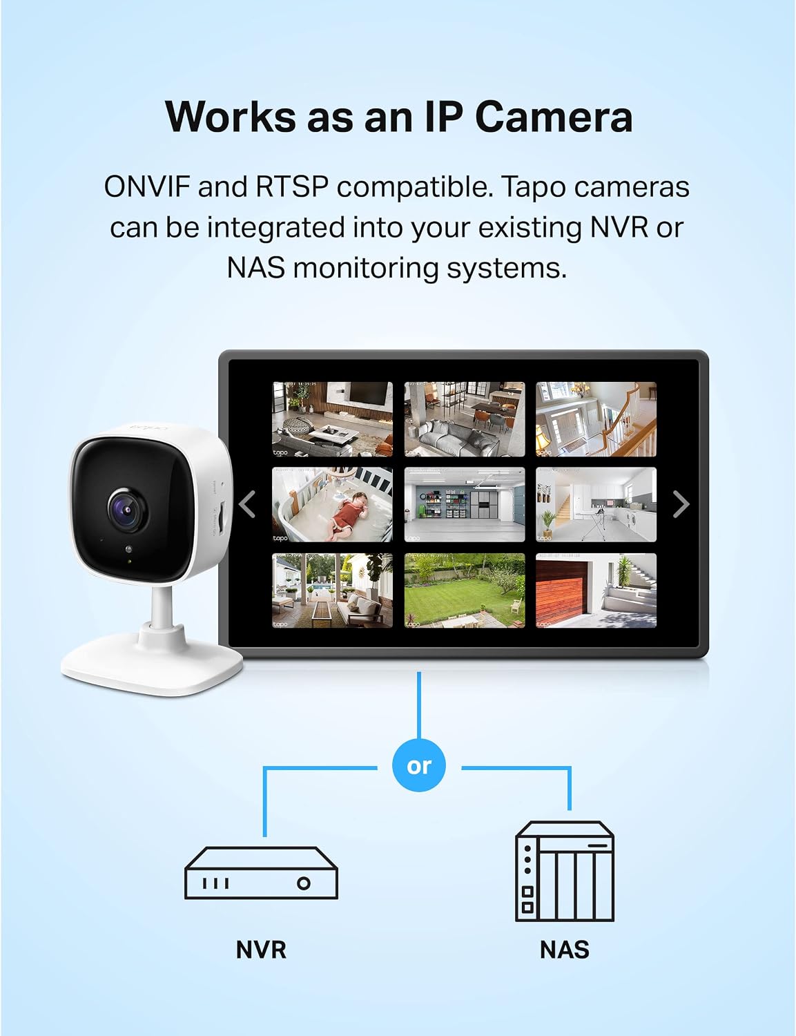TP-Link Tapo 1080P Indoor Security Camera for Baby Monitor. Dog Camera w/Motion Detection. 2-Way Audio Siren. Night Vision. Cloud & SD Card Storage. Works w/Alexa & Google Home (Tapo C100)