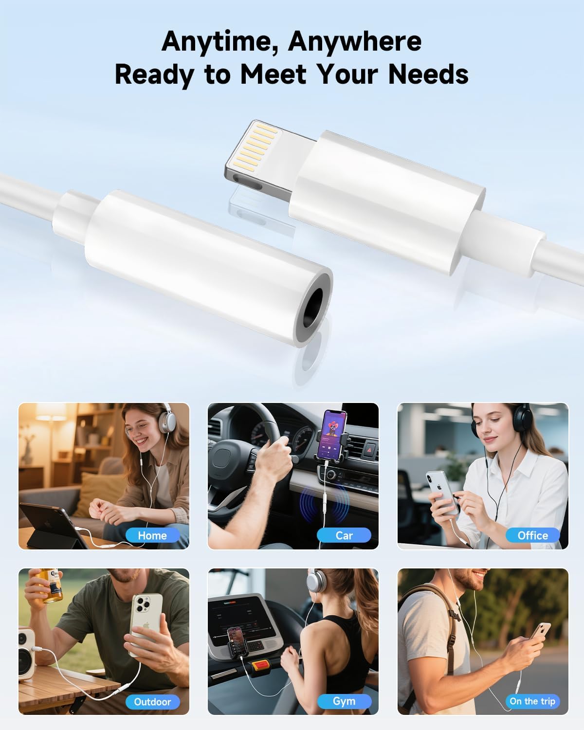 [Apple MFi Certified] 2 Pack Lightning to 3.5 mm Headphone Jack Adapter. iPhone Aux Adapter Converter Dongle Audio Cable Compatible with iPhone 14 13 12 11 X XS 8 7