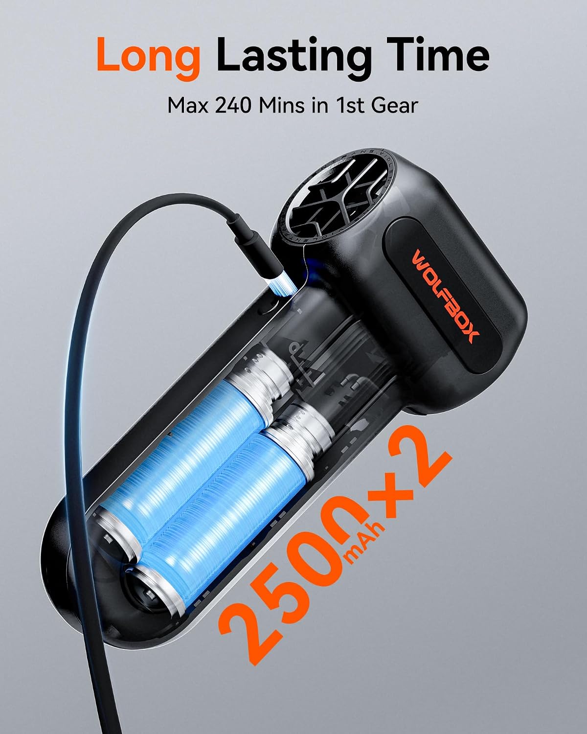 WOLFBOX MF60 Compressed Air Duster. 3-Speed Adjustable. Electric. Cordless | 110.000 RPM. Rechargeable. Air Blower. Fast Charging. PC Keyboard Cleaning. Car. Home. Black. 0.5 lb Lightweight