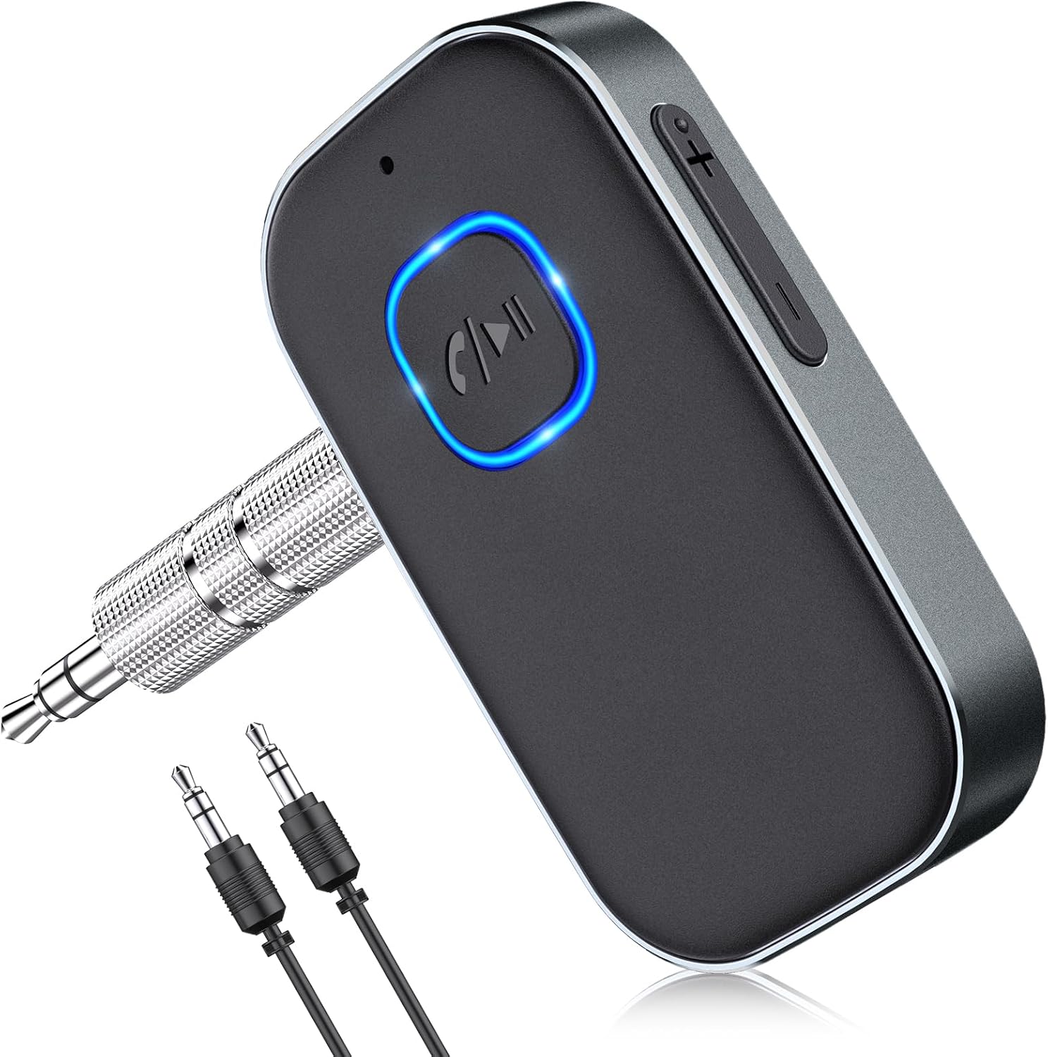 COMSOON Bluetooth Receiver for Car. 3.5mm AUX Bluetooth Car Adapter | Noise Cancelling. Wireless Audio Receiver for Home Stereo/Wired Headphones. Hands-Free Call. 16H Battery Life. Black+Silver