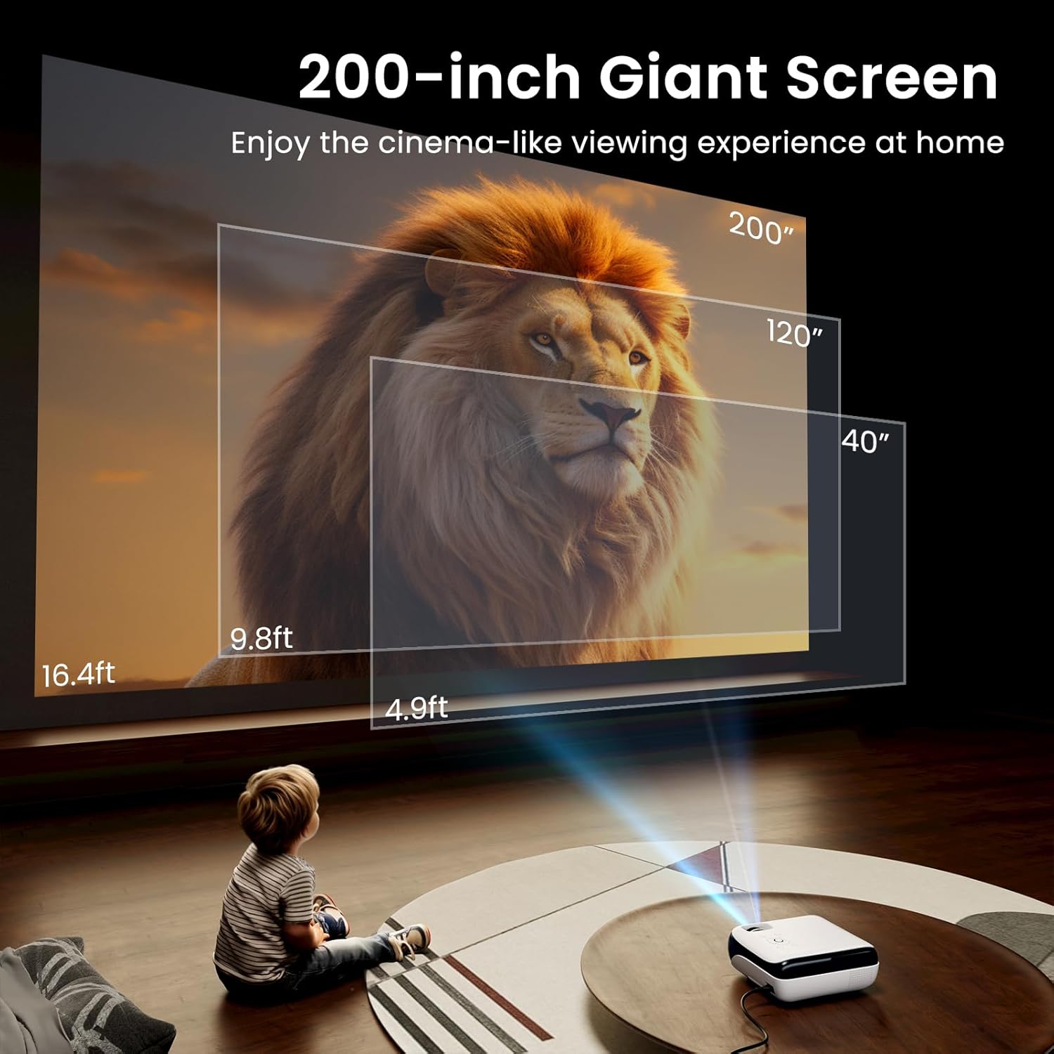 HAPPRUN Native 1080P Outdoor Smart Projector-Standard | Native 1080P • Mini & Portable • Easy Setup • Built-in Speaker • Indoor & Outdoor • Phone. Laptop & PS5 Compatible