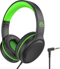 UKELALA U2 Wired Headphones for Kids for School Boys Girls w/ 3.5mm Jack | Foldable Lightweight Corded Head Phones On-Ear Compatible with Chromebooks Laptop Phones for Youth Student Child Black Green