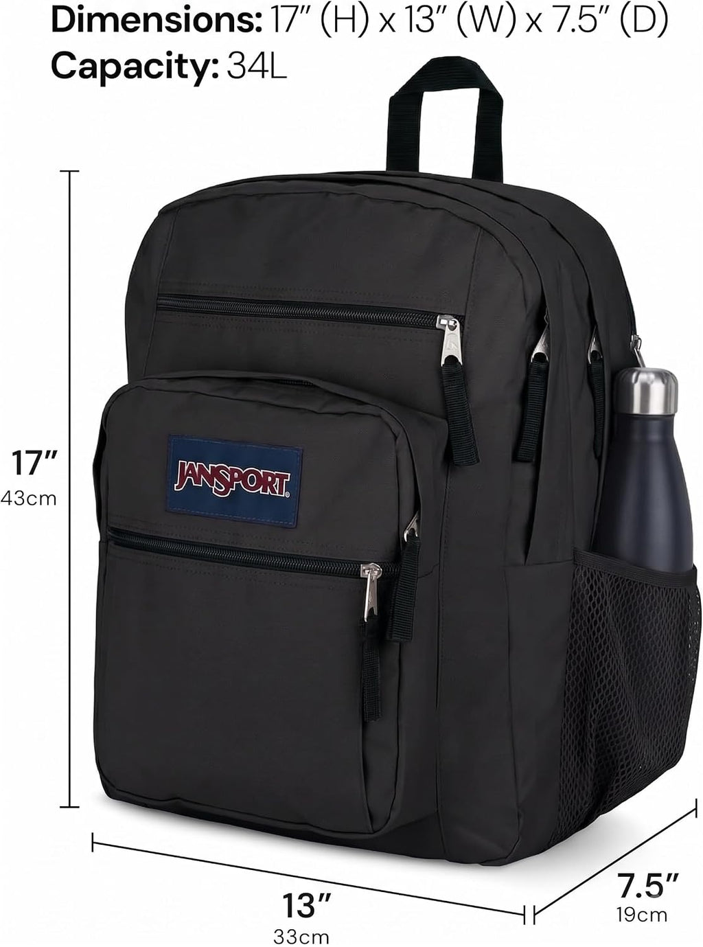 JanSport Laptop Backpack - Computer Bag with 2 Compartments. Ergonomic Shoulder Straps. 15 Laptop Sleeve. Haul Handle - Black