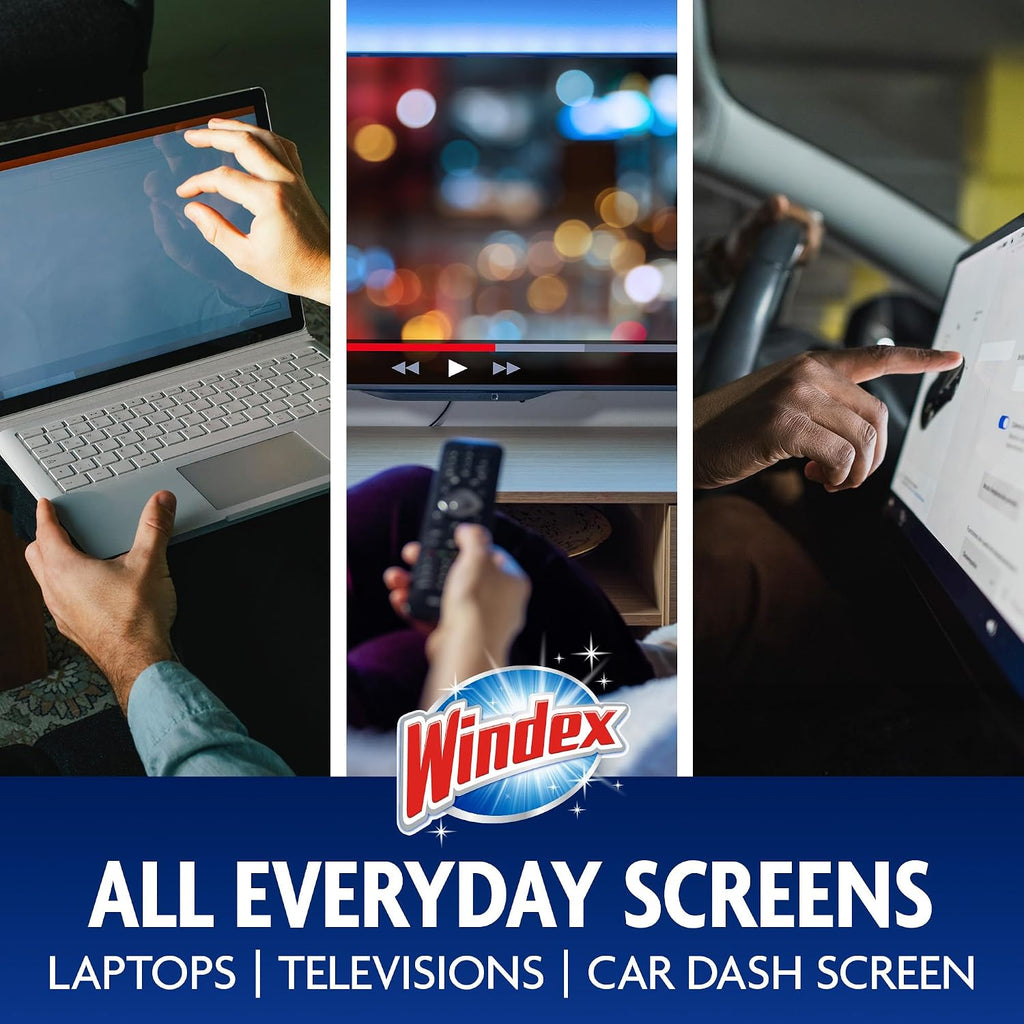 Windex Electronic Cleaning Wipes. Anti-Static & Ammonia-Free. 25 Count | Pre-Moistened Wipes for Monitors. Computer Screens. Laptops. TVs. Phones & More. Resealable Pack with Freshness Lock