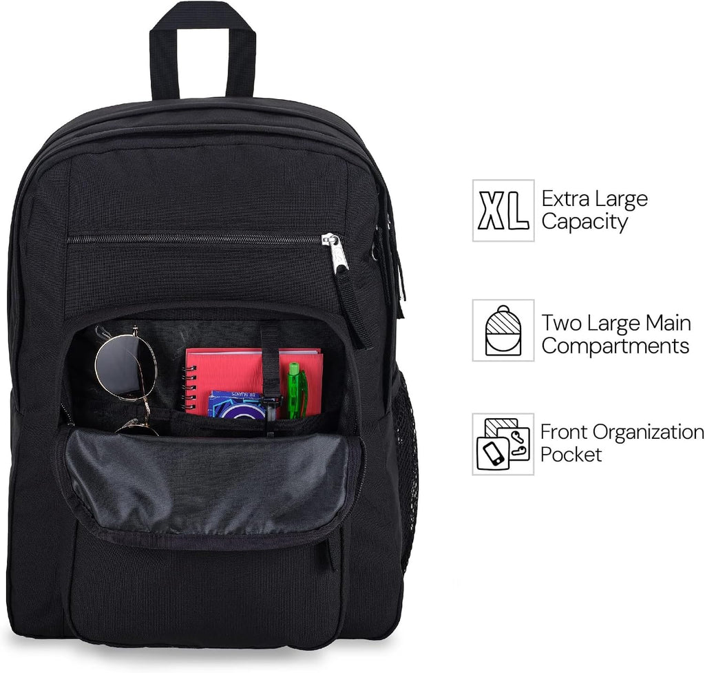 JanSport Laptop Backpack - Computer Bag with 2 Compartments. Ergonomic Shoulder Straps. 15 Laptop Sleeve. Haul Handle - Black