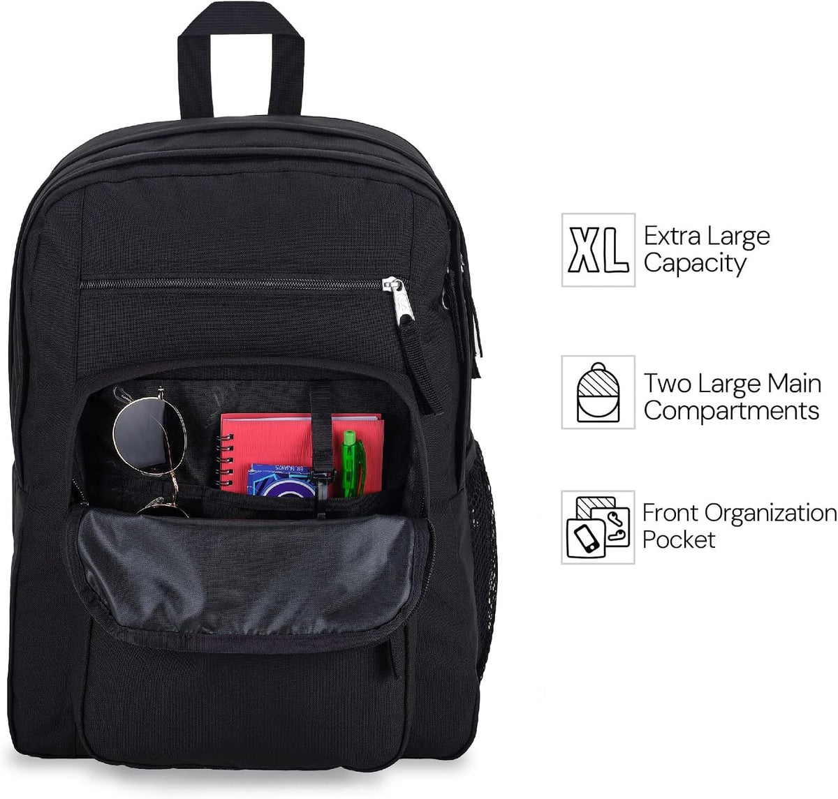 JanSport Laptop Backpack - Computer Bag with 2 Compartments. Ergonomic Shoulder Straps. 15 Laptop Sleeve. Haul Handle - Black