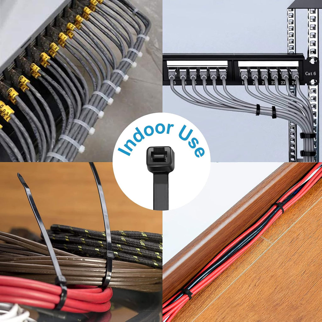 Zip Ties 8 inch (100 Pack). 40lbs Tensile Strength. Black Cable Ties. Wire Ties for indoor and outdoor use. by Skalon