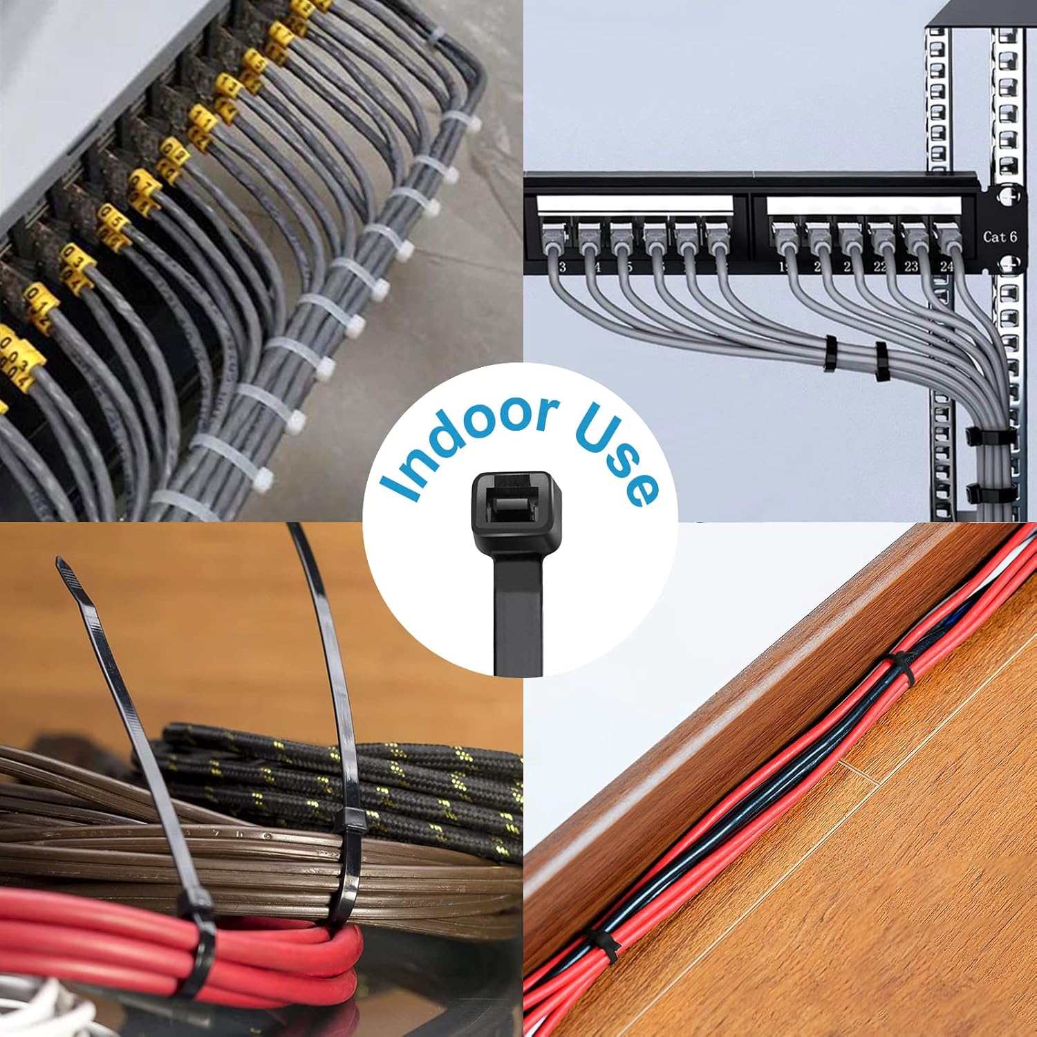 Zip Ties 8 inch (100 Pack). 40lbs Tensile Strength. Black Cable Ties. Wire Ties for indoor and outdoor use. by Skalon