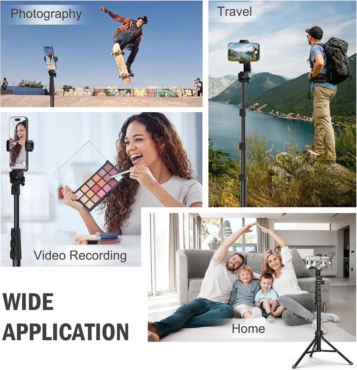 Liphisy 64 Tripod for Cell Phone & Camera with Remote and Phone Holder | Sturdy & Stable Height Adjustable Multi-Angle Shot Selfie Stick Tripod for Video Recording