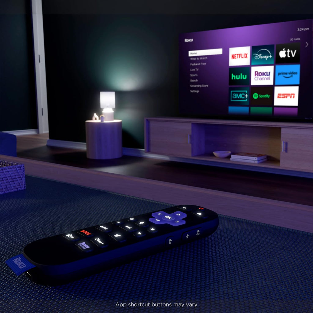 Roku Voice Remote Pro (2nd Ed.). TV Remote Control with Backlit Buttons | Hands-free Voice Controls. Rechargeable. & Lost Remote Finder - Replacement Compatible with All Roku TV. Players & Audio