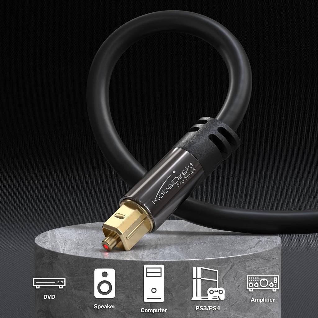 KabelDirekt – Optical Audio TOSLINK Cable – 6ft – Soundbar | Optical digital audio cable