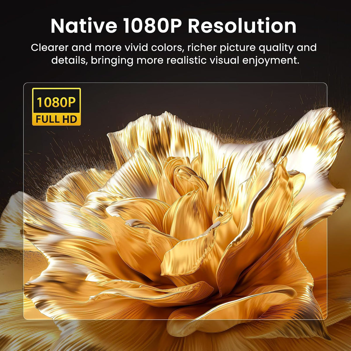 HAPPRUN Native 1080P Outdoor Smart Projector-Standard | Native 1080P • Mini & Portable • Easy Setup • Built-in Speaker • Indoor & Outdoor • Phone. Laptop & PS5 Compatible